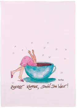 Geschirrtuch "Zuerst Kaffee, dann die Welt"
