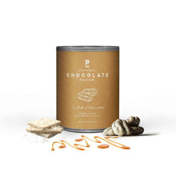 Pekannüsse in weißer Schokolade mit Karamell