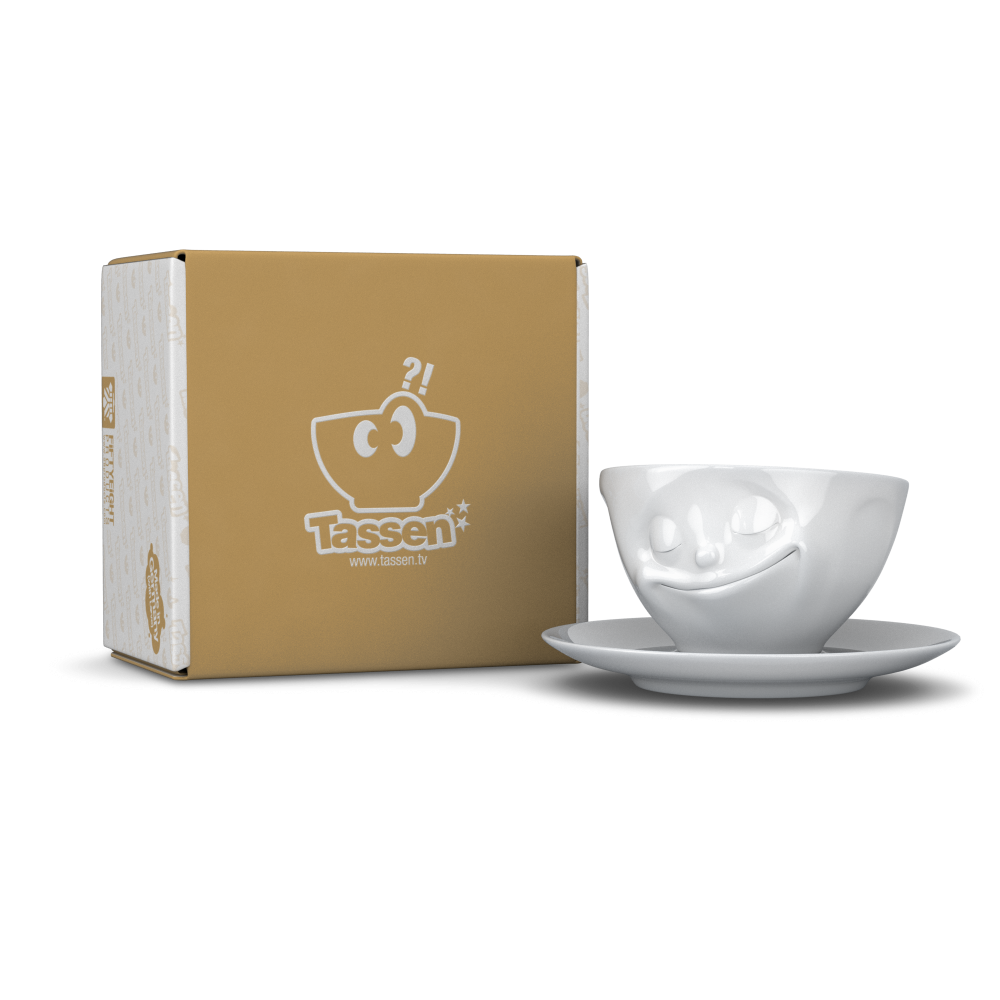 FiftyEight Tasse glücklich weiss